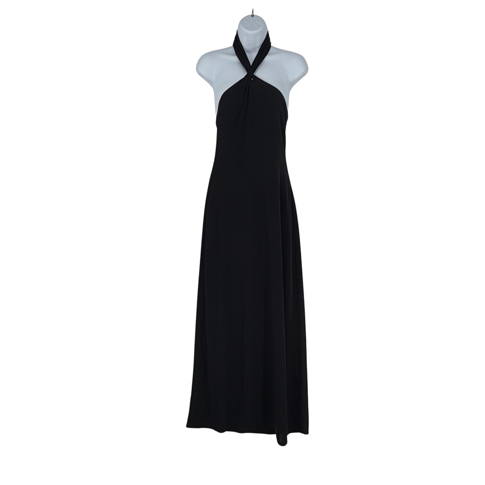 David‎ Meister Womens Black Halter Neck Sleeveless Maxi Gown Dress Size 6